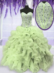 Charming Sleeveless Beading and Ruffles Lace Up Sweet 16 Quinceanera Dress
