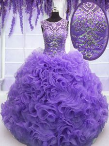 Classical Lavender Sweet 16 Quinceanera Dress Military Ball and Sweet 16 and Quinceanera and For with Beading and Ruffle