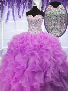 Free and Easy Floor Length Fuchsia Quinceanera Dresses Sweetheart Sleeveless Lace Up