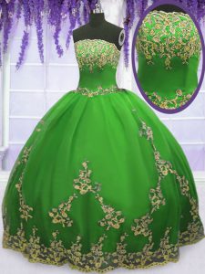 Free and Easy Strapless Neckline Appliques Sweet 16 Quinceanera Dress Sleeveless Zipper