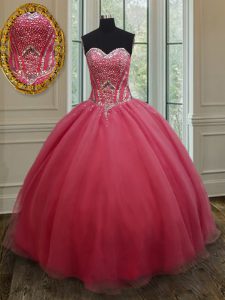 Suitable Pink Sleeveless Beading and Ruching Floor Length Quinceanera Gown