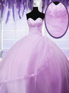 High Quality Lilac Sweetheart Lace Up Appliques 15th Birthday Dress Sleeveless