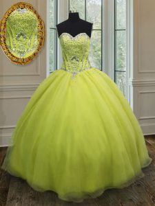Charming Yellow Green Quinceanera Dress Military Ball and Sweet 16 and Quinceanera and For with Beading and Belt Sweethe