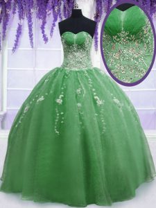 Comfortable Sleeveless Zipper Floor Length Beading Ball Gown Prom Dress