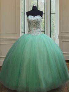 Vintage Floor Length Ball Gowns Sleeveless Apple Green Ball Gown Prom Dress Lace Up