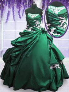 Green and Dark Green Quinceanera Dress Military Ball and Sweet 16 and Quinceanera and For with Appliques and Pick Ups St