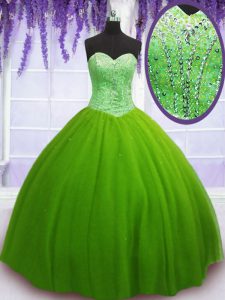 New Arrival Sleeveless Lace Up Floor Length Beading 15 Quinceanera Dress