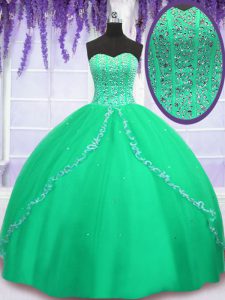 Sequins Floor Length Ball Gowns Sleeveless Green Sweet 16 Dresses Lace Up