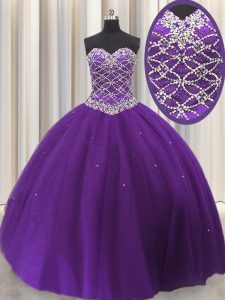 Eye-catching Sleeveless Lace Up Floor Length Beading and Sequins Sweet 16 Quinceanera Dress