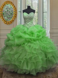 Exquisite Pick Ups Ball Gowns Quinceanera Gowns Sweetheart Organza Sleeveless Floor Length Lace Up