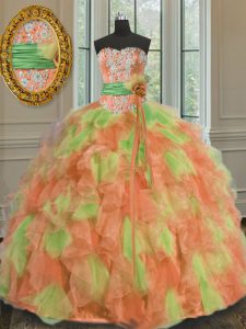 On Sale Ball Gowns Quinceanera Gowns Multi-color Sweetheart Organza Sleeveless Floor Length Lace Up