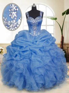 Sleeveless Beading and Ruffles and Pick Ups Zipper Quinceanera Gown