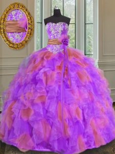 Smart Multi-color Sweet 16 Dress Military Ball and Sweet 16 and Quinceanera and For with Beading and Ruffles and Sashes 