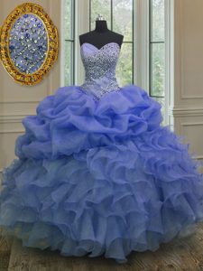 Fantastic Pick Ups Floor Length Ball Gowns Sleeveless Blue Quinceanera Gowns Lace Up