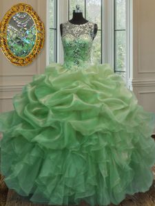 Sweet Pick Ups Ball Gowns Quinceanera Gown Scoop Organza Sleeveless Floor Length Lace Up