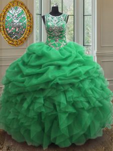 15 Quinceanera Dress Military Ball and Sweet 16 and Quinceanera and For with Beading and Ruffles and Pick Ups Scoop Slee