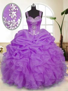 On Sale Pick Ups Floor Length Lavender 15th Birthday Dress Straps Sleeveless Zipper