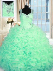 Floor Length Ball Gowns Sleeveless Apple Green 15th Birthday Dress Zipper