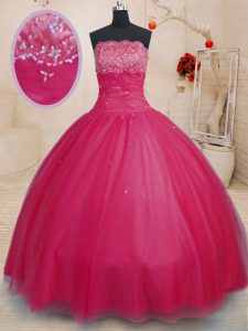 Fancy Off the Shoulder Beading Sweet 16 Dresses Coral Red Lace Up Sleeveless Floor Length