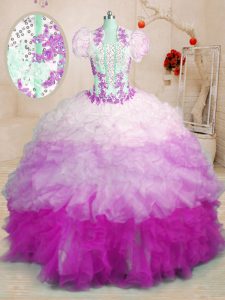 With Train Ball Gowns Sleeveless Multi-color Vestidos de Quinceanera Brush Train Lace Up