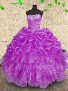 Superior Organza Sleeveless Floor Length Sweet 16 Quinceanera Dress and Beading and Appliques and Ruffles and Ruching