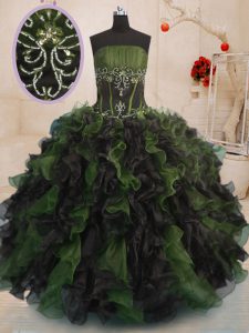 High End Strapless Sleeveless Lace Up Sweet 16 Quinceanera Dress Multi-color Organza