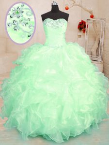 Clearance Sleeveless Beading and Ruffles Lace Up Sweet 16 Dresses