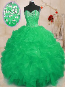 Artistic Sweetheart Sleeveless Lace Up 15th Birthday Dress Turquoise Organza