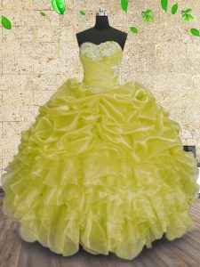 Sweetheart Sleeveless Lace Up Quinceanera Dresses Green Organza