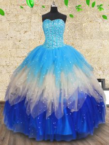 Fabulous Multi-color Sleeveless Beading and Ruffles and Ruffled Layers Floor Length Quinceanera Gowns