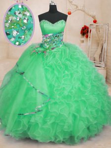 Dynamic Floor Length Apple Green Vestidos de Quinceanera Sweetheart Sleeveless Lace Up