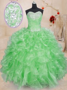 Fantastic Ball Gowns Quince Ball Gowns Sweetheart Organza Sleeveless Floor Length Lace Up