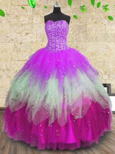 Great Ruffled Floor Length Multi-color Ball Gown Prom Dress Sweetheart Sleeveless Lace Up