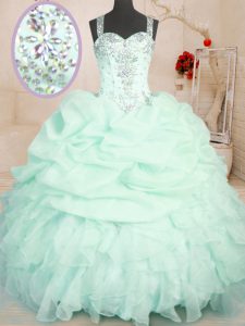 Dazzling Pick Ups Floor Length Ball Gowns Sleeveless Apple Green Ball Gown Prom Dress Zipper