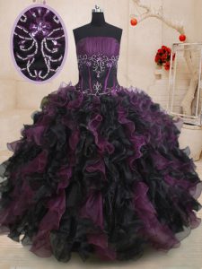 On Sale Multi-color Strapless Lace Up Beading and Ruffles Sweet 16 Dress Sleeveless