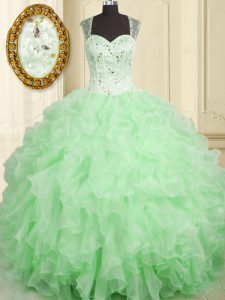 Sleeveless Organza Lace Up Sweet 16 Dresses for Military Ball and Sweet 16 and Quinceanera