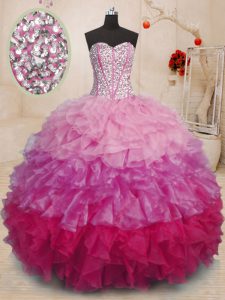 Exceptional Multi-color Sleeveless Organza Lace Up Ball Gown Prom Dress for Military Ball and Sweet 16 and Quinceanera
