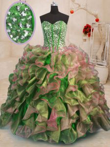 Top Selling Floor Length Lace Up Sweet 16 Quinceanera Dress Multi-color for Military Ball and Sweet 16 and Quinceanera w