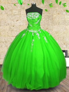 Extravagant Strapless Sleeveless Lace Up Sweet 16 Quinceanera Dress Tulle