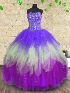 Multi-color Vestidos de Quinceanera Military Ball and Sweet 16 and Quinceanera and For with Sequins Sweetheart Sleeveles