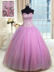Stunning Ball Gowns Quinceanera Gown Lilac Sweetheart Organza Sleeveless Floor Length Lace Up