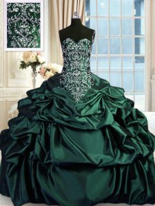 Sophisticated Dark Green Vestidos de Quinceanera Military Ball and Sweet 16 and Quinceanera and For with Beading and Emb