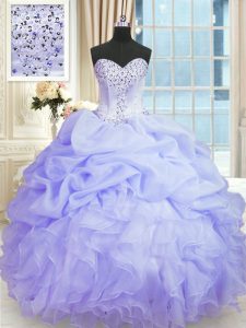 Glorious Floor Length Ball Gowns Sleeveless Lavender Ball Gown Prom Dress Lace Up
