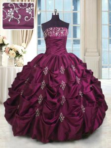 Sleeveless Lace Up Floor Length Beading and Appliques and Embroidery and Pick Ups Vestidos de Quinceanera