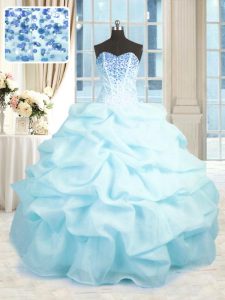 Exquisite Baby Blue Sweet 16 Dresses Military Ball and Sweet 16 and Quinceanera and For with Beading and Ruffles Sweethe