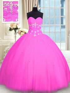 Tulle Sleeveless Floor Length Quinceanera Dress and Appliques