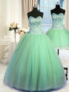 Three Piece Quinceanera Dresses Military Ball and Sweet 16 and Quinceanera and For with Beading Sweetheart Sleeveless La