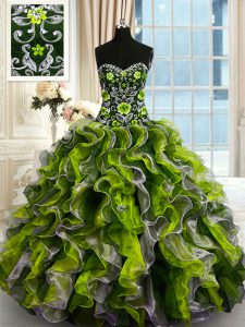 Discount Sweetheart Sleeveless Lace Up Quince Ball Gowns Multi-color Organza