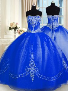 Floor Length Ball Gowns Sleeveless Royal Blue Ball Gown Prom Dress Lace Up