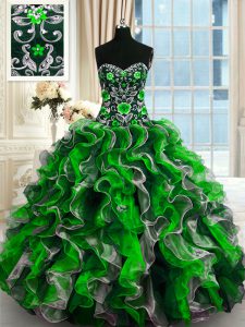 Enchanting Sleeveless Beading and Ruffles Lace Up Quinceanera Dresses